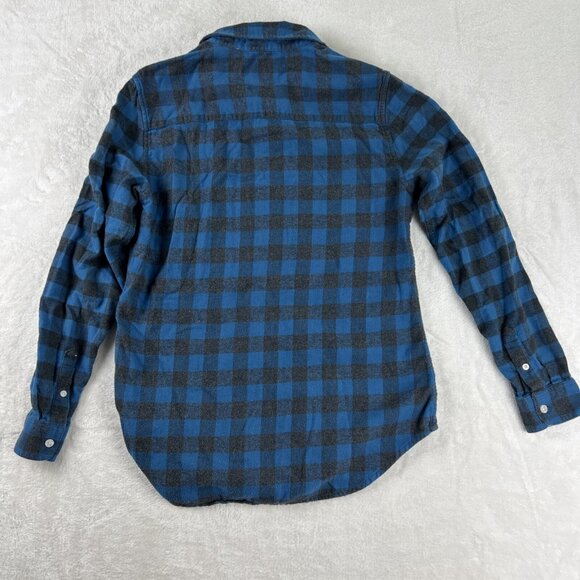 TAILOR VINTAGE Mens Flannel Shirt Blue Plaid Size Medium Long Sleeve Button Up - Picture 5 of 5